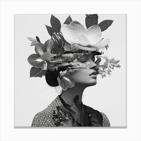 Woman With Flowers On Her Head 4 Canvas Print