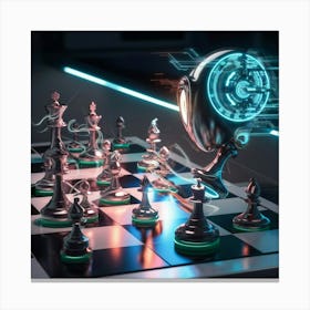 Robot Chess Canvas Print