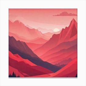 Misty mountains background in red tone 26 Canvas Print