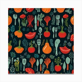 Seamless Pattern With Vegetables Canvas Print