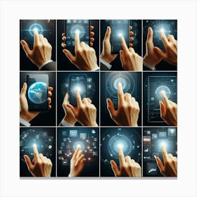 Hands Touching Digital Touch Screen Canvas Print