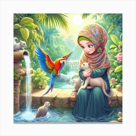 Girl With Stream Canvas Print