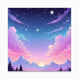 Sky With Twinkling Stars In Pastel Colors Square Composition 302 Canvas Print