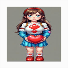 Girl With Heart Canvas Print