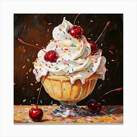 Ice Cream Sundae Art Canvas Print