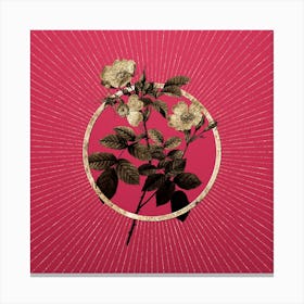 Gold Short Styled Field Rose Glitter Ring Botanical Art on Viva Magenta n.0024 Canvas Print