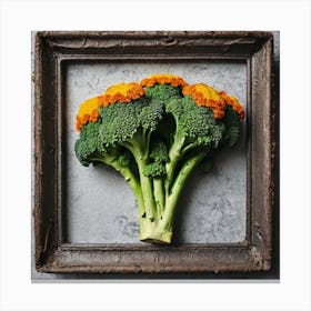 Top View Of Broccoli In A Frame Canvas Print