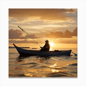 Sunset In A Fishing Boat Canvas Print