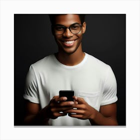 Portrait Of A Young Man Using A Smart Phone Canvas Print