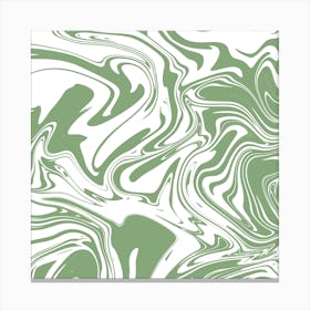 Liquid Contemporary Abstract Light Pastel Green and White Swirls - Retro Marble Swirl Lava Lamp Canvas Print