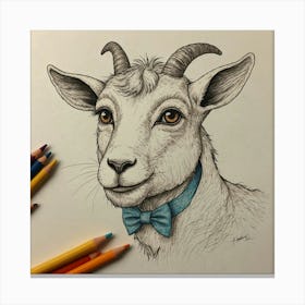 Goat With Bow Tie Canvas Print