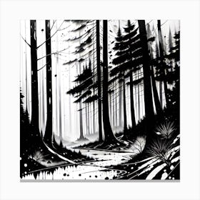 Black And White Forest Canvas Print