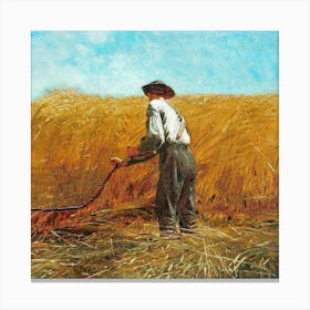 Farmer In A Wheat Field Canvas Print