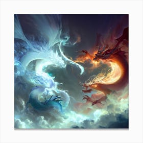 Two Dragons Fighting 17 Canvas Print