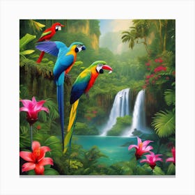 Parrots In The Jungle 1 Canvas Print