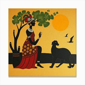 Woman And A Dog Canvas Print