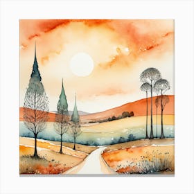 Landscape Watercolor Painting 1 Canvas Print