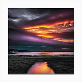 Sunset Over A Stream Canvas Print