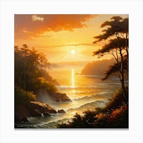 Sunset Over The Ocean Canvas Print