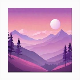 Misty mountains background in purple tone 100 Canvas Print