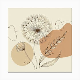 Flowers On A Beige Background Canvas Print