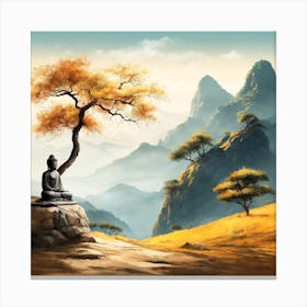 Buddha Painting Landscape (8) Canvas Print