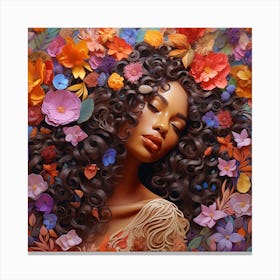 Afro-American Woman With Flowers Canvas Print