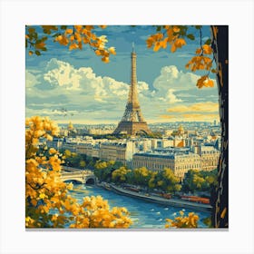 Paris Eiffel Tower Art Canvas Print