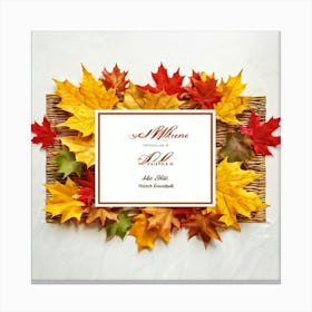 Autumnal Leaf Illustration One Central Maple Foliage Display Flanked By Smaller Elements Of Orange (2) Canvas Print