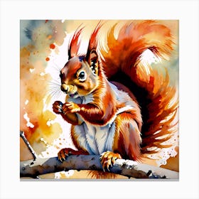 Red Squirrel Watercolor Artwork Canvas Print