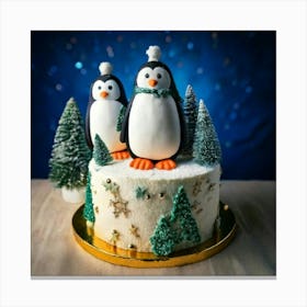 Firefly Beautiful, Decorated, Cake, Penguin, Theme, Fondant, Penguins, Snowy, Accents, Smooth, Blurr (1) Canvas Print