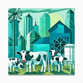 Dairy Scene Cubism Style Canvas Print