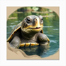 Turtle In Water 8 Canvas Print