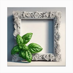 Picture Frame With A Basil Leaf Canvas Print