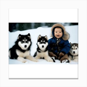 Husky Puppies Canvas Print