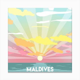 The Maldives | Vintage Style Travel Poster Canvas Print