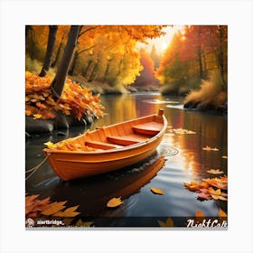 Orange Boat In Autumn Canvas Print