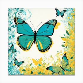 Blue Butterflies VECTOR ART Canvas Print