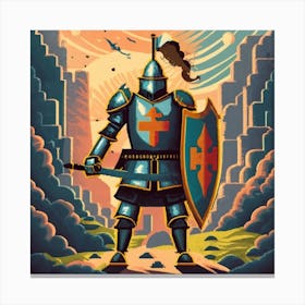Pixel Art Medieval Knight Poster 3 Canvas Print