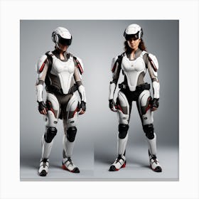 Two Women In Futuristic Suits Canvas Print