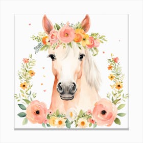 Floral Baby Horse Nursery Illustration (4) Canvas Print