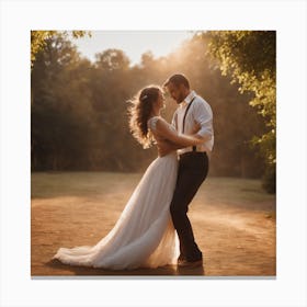 Sunset Bride And Groom Dance Canvas Print