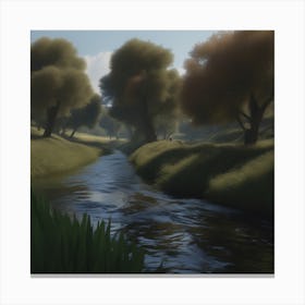 Stream In The Grass 1 Canvas Print