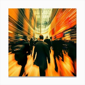 Blurred People Walking In The City Canvas Print