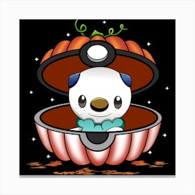 Oshawott In Pumpkin Ball - Pokemon Halloween Canvas Print