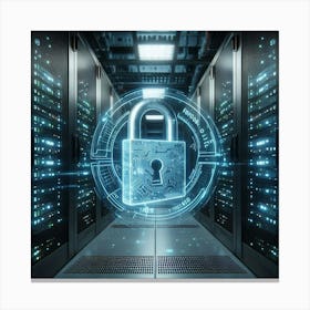 Server Room With A Padlock 1 Canvas Print