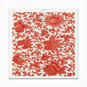 Red Chinese Floral Canvas Print