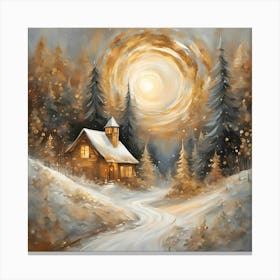 Chistmas Light Snow Scene Canvas Print