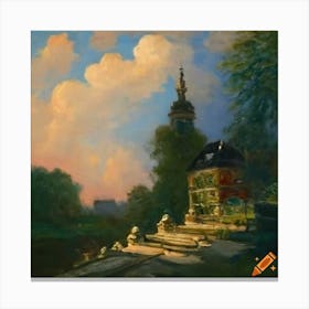 Monet Neoclassicism Dresden Landscape House On Stairs And Altans Lovely Sky Nordic Li Canvas Print