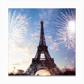 Fireworks Over The Eiffel Tower Canvas Print